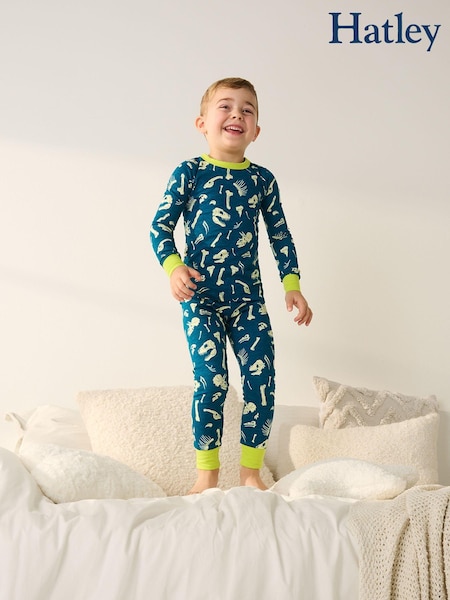 Hatley Blue Dinosaur Fossils Stretch Cotton Pyjamas (AA3455) | ‏64 ر.ق.