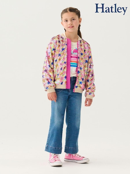 Hatley Pink Star Party Sequined Bomber Jacket (AA3457) | €37
