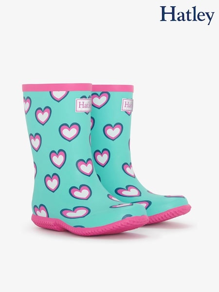Hatley Blue Hearts Packable Waterproof Rain Wellies (AA3461) | 140 LEI