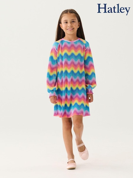 Hatley Pink Rainbow Wave Pleated A-line Dress (AA3466) | AED107