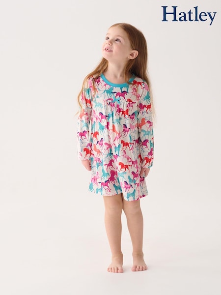 Hatley Photo Horses Long Sleeve White Nightdress (AA3476) | €15