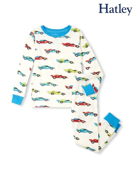 Hatley Water Colour Race Cars White Pyjamas (AA3477) | AED105