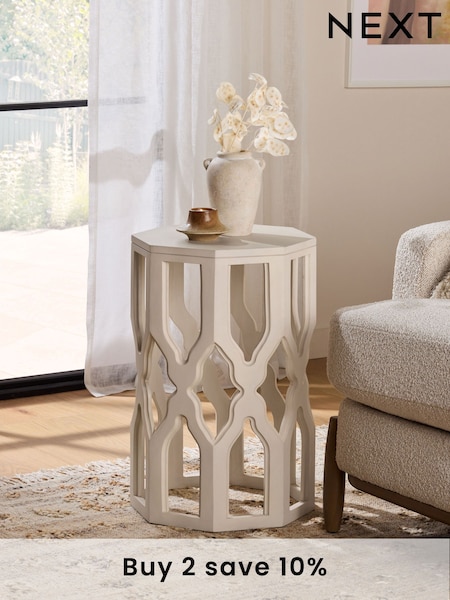 White Inder Solid Mango Wood Side Table (AA3509) | €215