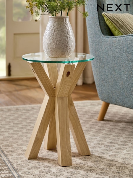 Natural Oak and Glass Side Table (AA3511) | €185
