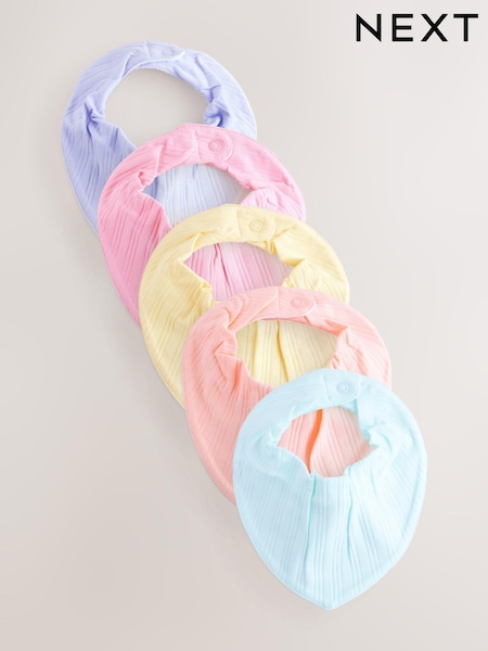 Bright Pastel Baby Dribble 100% Cotton Bibs 5 Pack (AA3561) | $12