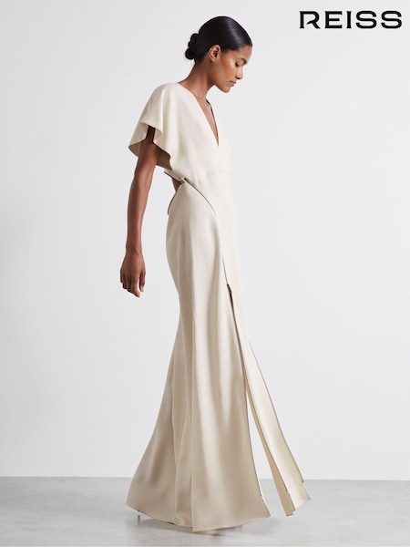 Reiss Ivory Leena Atelier Zipped Maxi Dress with Virgin Wool (AA3629) | R$ 5,380