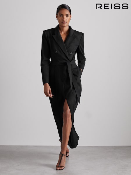 Schwarz - Reiss Ophelia Atelier Cotton-Blend Tailored Dress (AA3635) | 772 €
