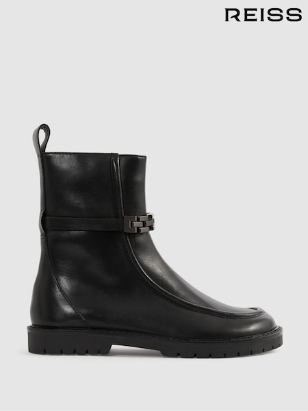 Reiss Safia Leather Chain-Strap Ankle Boots (AA3669) | 135 €