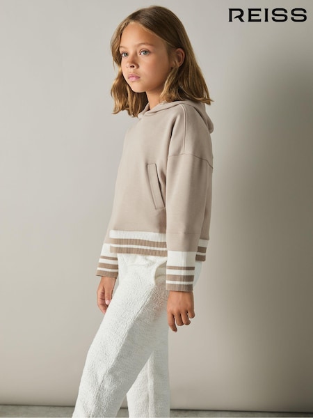 Reiss Mink Lexi Senior Cropped Jersey Hoodie (AA3681) | €55