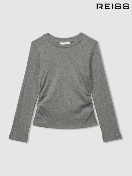 Grau - Reiss Trina Cotton Blend Ruched T-Shirt (AA3683) | 26 €