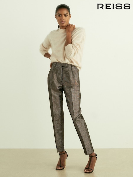 Tumma Kultainen/kullanvärinen - Reiss Sienna Sparkle Tapered Trousers (AA3687) | €202