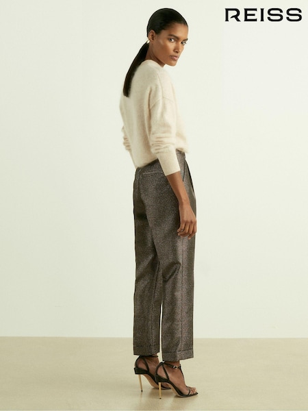 Reiss Dark Gold Sienna Petite Sparkle Tapered Trousers (AA3752) | AED922