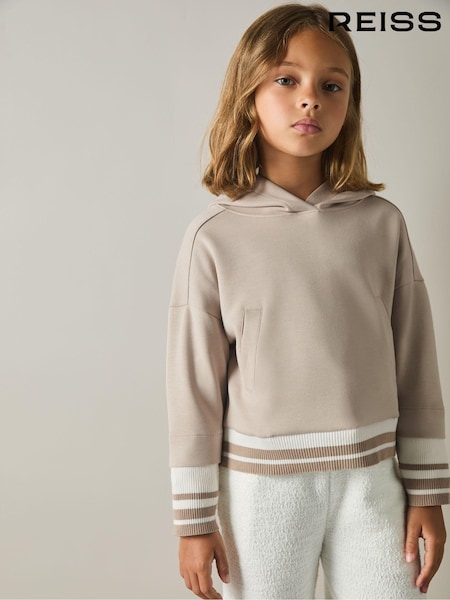 Reiss Lexi Cropped Jersey Hoodie (AA3756) | ‏255‏₪