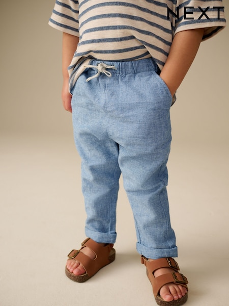 شامبراي أزرق - Linen Blend Trousers (3mths-7yrs) (AA3815) | ‏41 د.إ.‏ - ‏ 51‏ د.إ.