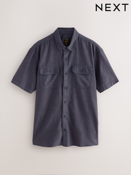 Темно-синий - Cotton Tencel Blend Short Sleeve Shirt (AA3826) | 1 300 грн