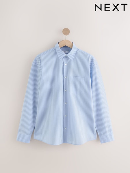 Blue Stripe Poplin Long Sleeve Oxford 100% Cotton Shirt (AA3842) | €37
