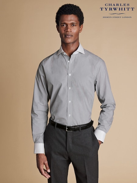 Charles Tyrwhitt Black Slim Fit Non Iron Winchester Bengal 100% Cotton Stripe Shirt (AA3937) | €93