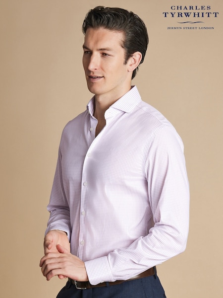Charles Tyrwhitt Purple Slim Fit Non Iron Stretch Twill Fine Check Shirt (AA3968) | €49