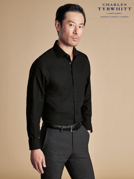 Charles Tyrwhitt Slim Fit Non-Iron Twill Printed Trim Shirt (AA3977) | €46