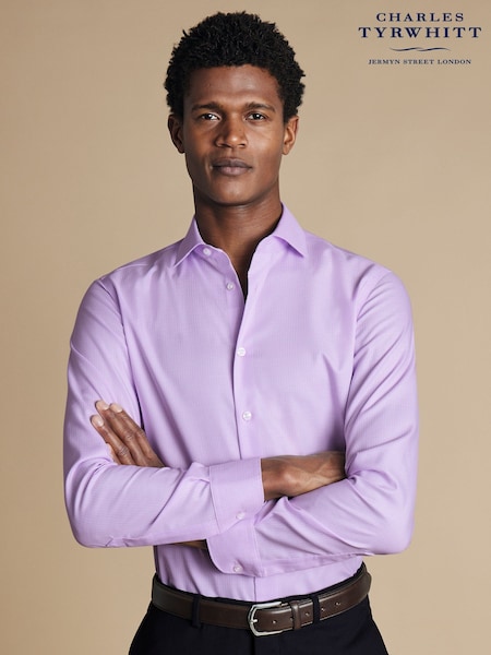 Charles Tyrwhitt Purple Slim Fit Non-Iron Square Stretch Texture Shirt (AA3983) | kr1 580