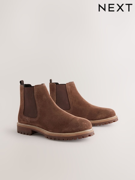 Коричневый - Suede Cleated Chelsea Boots (AA3991) | €77