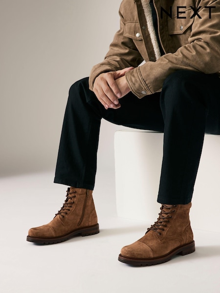 Brun - Toecap Cleat Sole Suede Boots (AA4007) | kr1 060