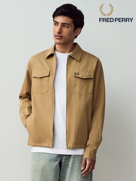 Fred Perry Twill Zip Up Overshirt (AA4185) | AED490