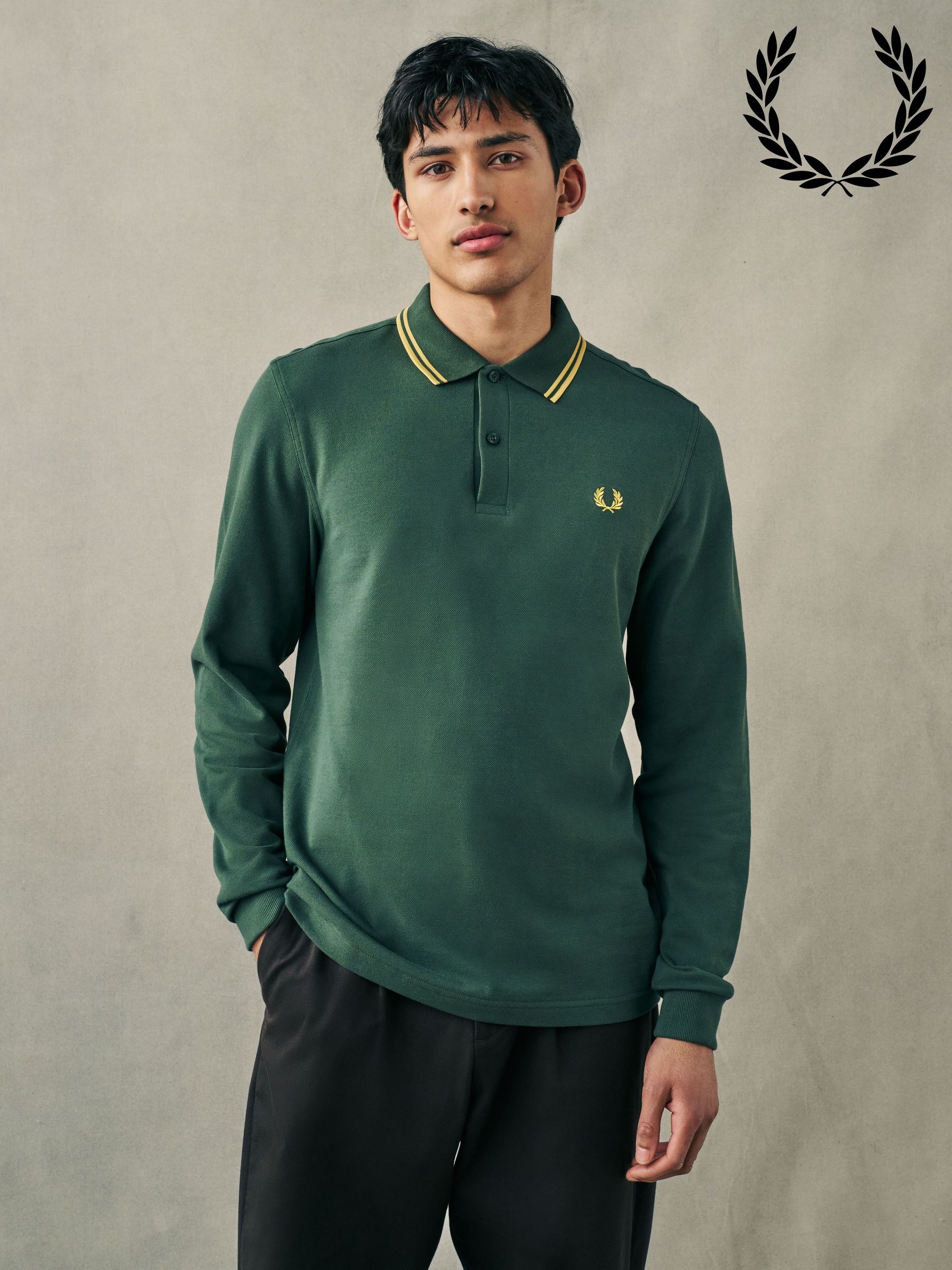 Buy Men's Polo Shirts Fred Perry Long Sleeve Online | Next USA