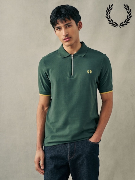 Fred Perry Crepe Pique Zip Neck Polo Shirt (AA4278) | €63