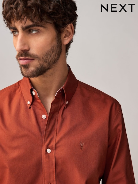 Red Slim Fit Long Sleeve Oxford Shirt (AA4328) | 129 QAR