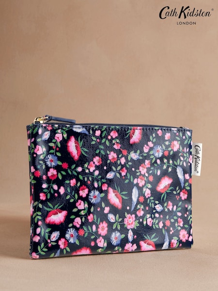 Cath Kidston Navy Feather Ditsy 100% Cotton Zip Purse (AA4365) | $18