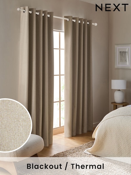 Natural Soft Marl Blackout/Thermal Eyelet Curtains (AA4383) | €59 - €172