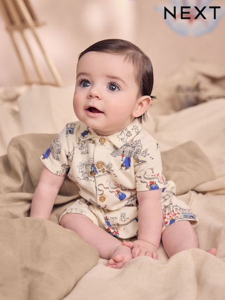 Paddington Bear Collared Baby 100% Cotton Cath Kidston Romper (AA4387) | €30 - €33