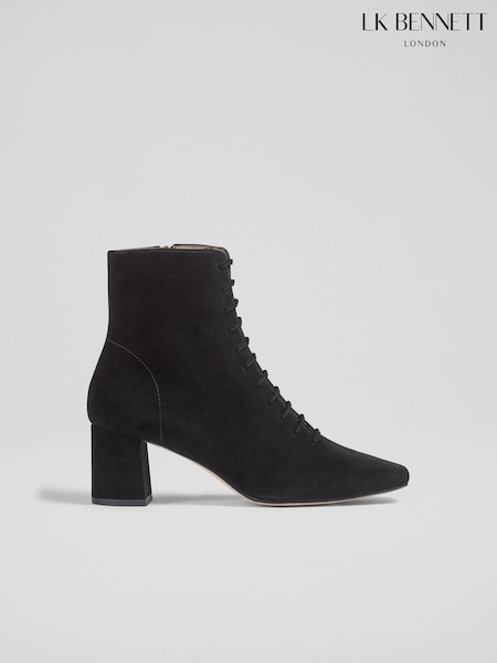 LK Bennett Arabella Lace Up Ankle Black Boots (AA4457) | €264