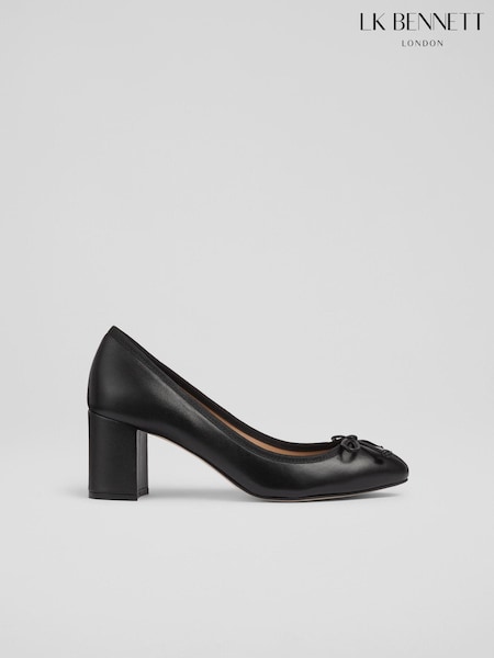 LK Bennett Juliette High Heel Grosgrain Ballerina Black Courts (AA4468) | ₪1,403