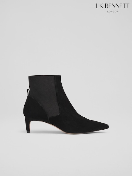 LK Bennett Adya Kitten Heel Elastic Gusset Black Boots (AA4470) | 863 QAR