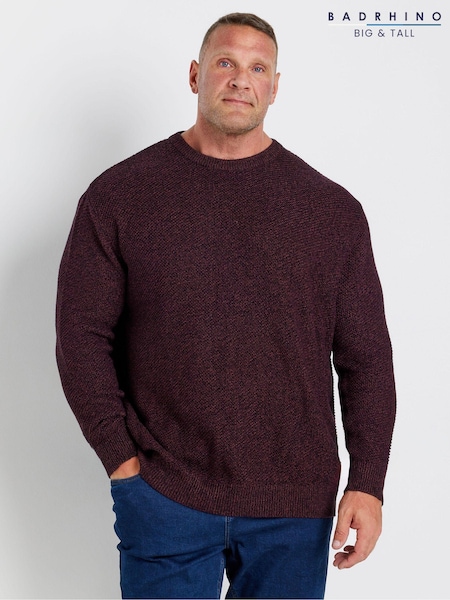 BadRhino Big & Tall Red 100% Cotton Twist Knit Crew Neck Jumper (AA4486) | R$ 335