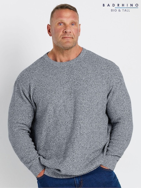 BadRhino Big & Tall Blue 100% Cotton Twist Knit Crew Neck Jumper (AA4487) | €45