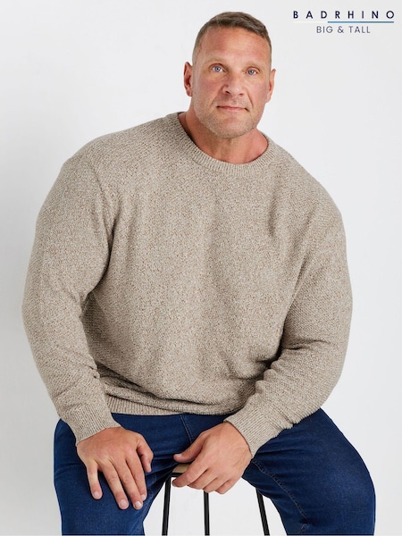 BadRhino Big & Tall Yellow 100% Cotton Twist Knit Crew Neck Jumper (AA4493) | R$ 335