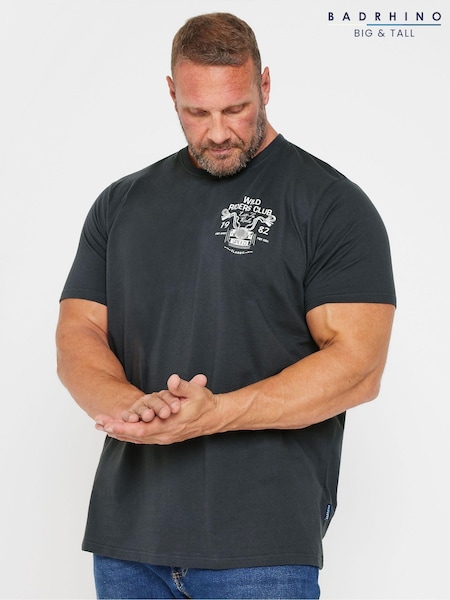 BadRhino Big & Tall Grey Wild Riders Club 100% Cotton T-Shirt (AA4507) | €25