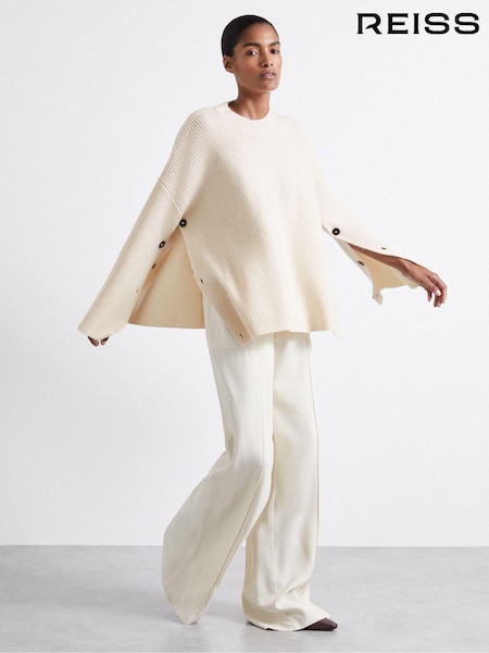 Reiss Ivory Eloise Atelier Buttoned Wool and Cashmere Jumper (AA4583) | AED1,718