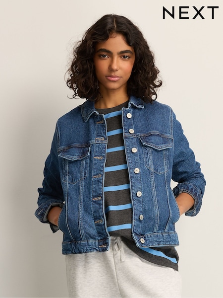 Dunkelblau - Fitted Denim Jacket (AA4645) | 51 €
