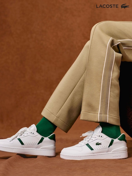 Alb/Verde - Lacoste White/Green T-Clip Trainers (AA4688) | 708 LEI