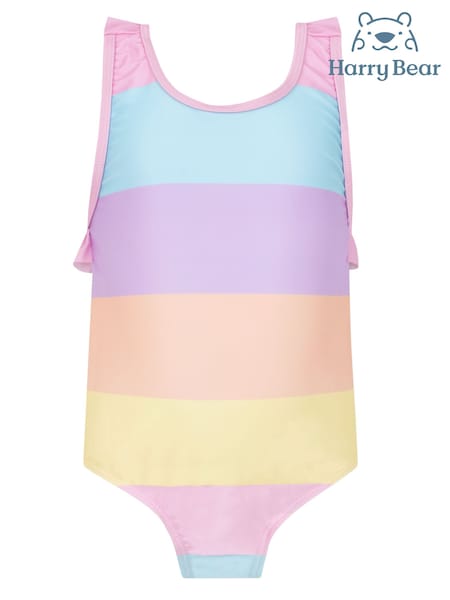 Harry Bear Pink Stripe Pattern Swimsuit With Frills (AA4696) | ₪70