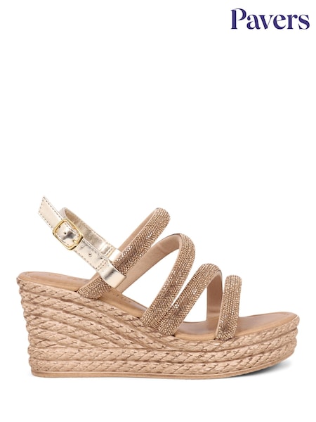 Pavers Brown Embellished Platform Espadrilles (AA4706) | €57