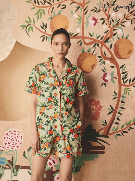 Cath Kidston Green Oranges 100% Cotton Paddington Short Pyjamas Set (AA4751) | ₪277