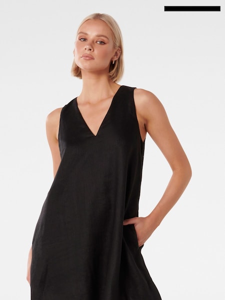 Forever New Black Pure Linen Tottie Mini Swing Dress (AA4882) | €51