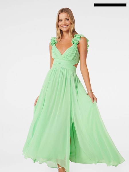 Forever New Green Selena Ruffle Shoulder Maxi Dress (AA4892) | €84