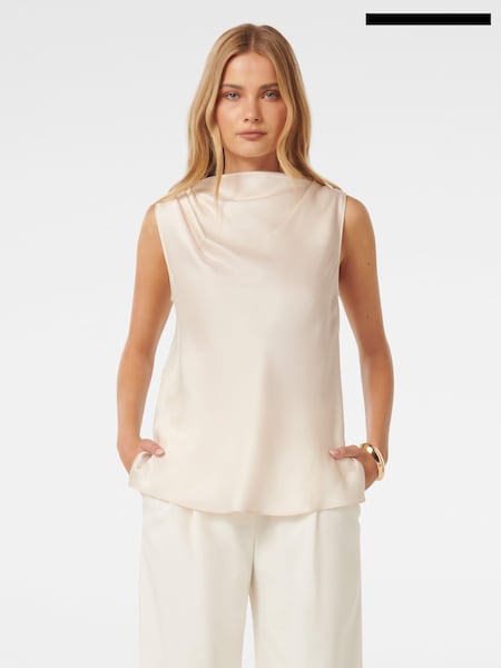 Forever New Cream Sallie Satin Cowl Tank Top (AA4900) | €26