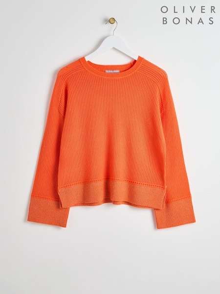 Oliver Bonas Orange Sparkle Trim Knitted Jumper (AA5046) | €46